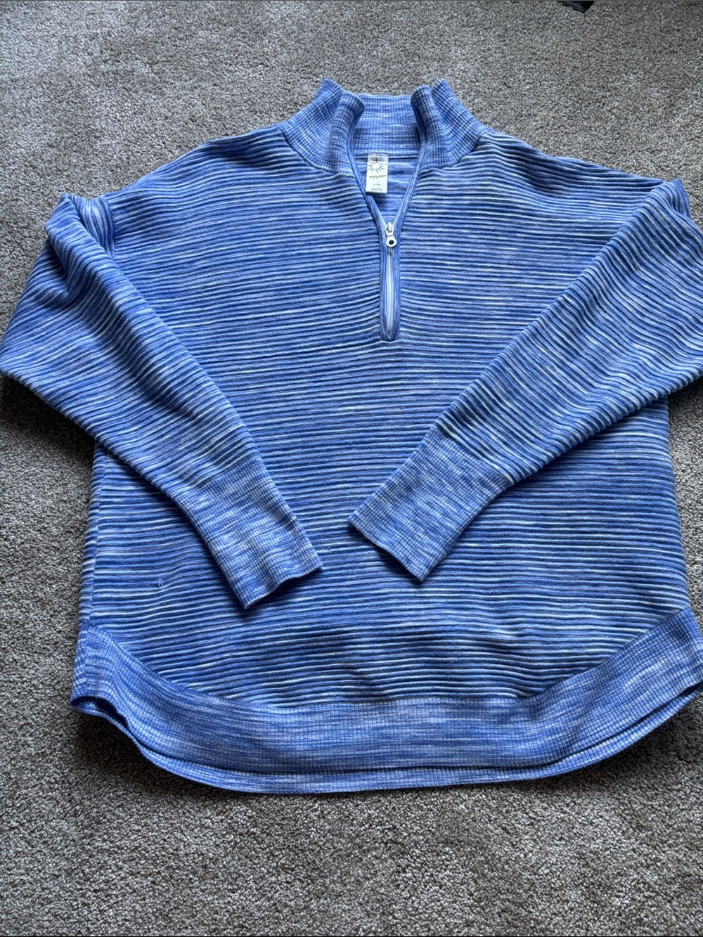 Women's Blue Striped Quarter-Zip Pullover Sweatshirt